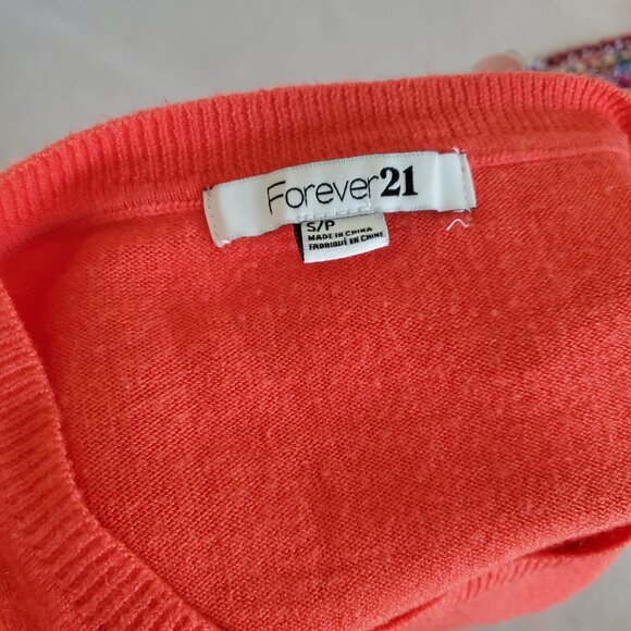 simple bright orange round neck sweater - Picture 3 of 4